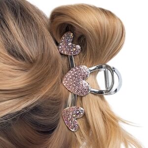 Heart-Shaped Pink and Silver Hair Clip